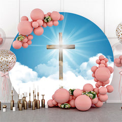 Cercle religieux brillant croix joyeux noël toile de fond