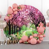 Cercle Printemps Fleur Arbre Parc Joyeux Anniversaire Toile de Fond