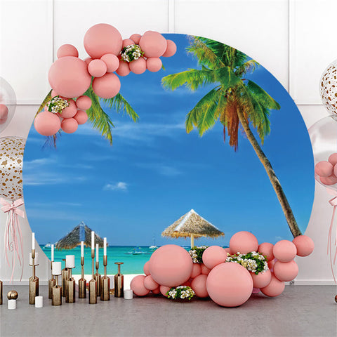 Toile de fond de fête d'anniversaire de plage d'Hawa? d'été de cercle Toile de fond de fête d'anniversaire de plage d'Hawa? d'été de cercle