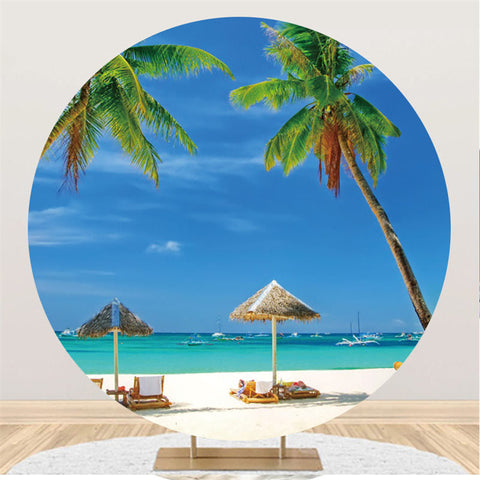 Toile de fond de fête d'anniversaire de plage d'Hawa? d'été de cercle Toile de fond de fête d'anniversaire de plage d'Hawa? d'été de cercle