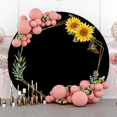 Cercle Tournesol Or Hexagone Joyeux Anniversaire Toile de Fond