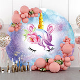 Cercle Licorne Fleur Joyeux Anniversaire Toile De Fond Pour La Fête