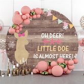 Toile de fond de fête de naissance de cerf de neige blanche de cercle pour la fille