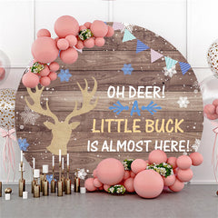 Toile de fond de fête de naissance en bois et cerf pour garçon