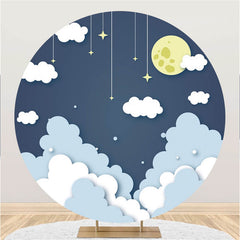 Toile De Fond Ronde Simple De Douche De Bébé De Nuage Et De Nuit De Lune