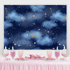 Toile de fond bleu nuage et étoiles pour la fête d'anniversaire