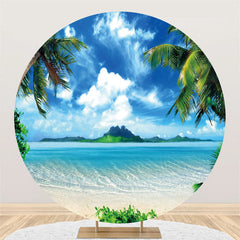 Toile de fond ronde de thème de plage de noix de coco pour des vacances