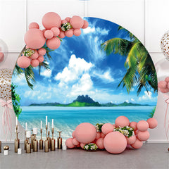 Toile de fond ronde de thème de plage de noix de coco pour des vacances