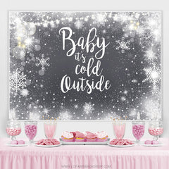 Toile de fond de douche de bébé de flocon de neige de nuit d'hiver enneigée froide