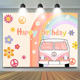 Couleur Floral Car Rainbow Joyeux Anniversaire Toile de Fond