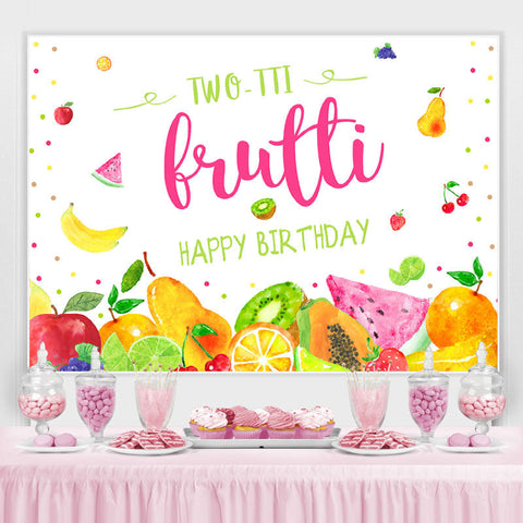 Fruits colorés 2e toile de fond joyeux anniversaire pour la fête Fruits colorés 2e toile de fond joyeux anniversaire pour la fête