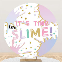 Fond de cercle joyeux anniversaire thème Slime coloré