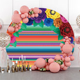 Toile de fond ronde joyeux anniversaire à rayures colorées pour la fête