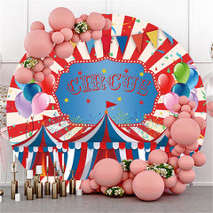 Ballons Colorés Toile De Fond Anniversaire Cirque Rond Rouge Blanc