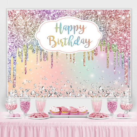 Toile de fond de bokeh de paillettes de diamants colorés pour l'anniversaire Toile de fond de bokeh de paillettes de diamants colorés pour l'anniversaire