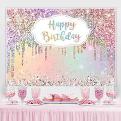 Toile de fond de bokeh de paillettes de diamants colorés pour l'anniversaire
