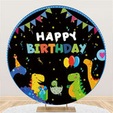 Drapeaux De Dinosaures Colorés Rond Toile De Fond Joyeux Anniversaire