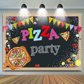 Dot coloré et drapeaux Pizza Party anniversaire toile de fond