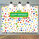 Point coloré avec toile de fond blanche Happy Birthday Party