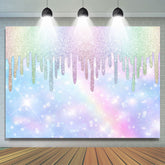 Toile de fond d'anniversaire de scène arc-en-ciel de paillettes colorées Bokeh