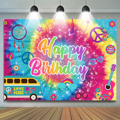 Bannière de fond joyeux anniversaire motif paillettes colorées