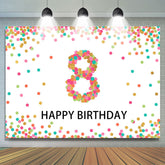 Taches de paillettes colorées Happy 8th Birthday Party Backdrop