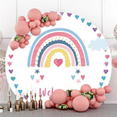 Toile De Fond De Fête De Bébé Coeur Coloré Et Cercle Arc-en-ciel