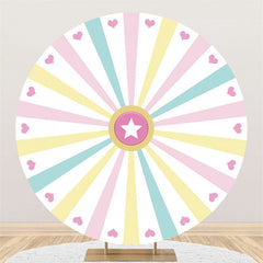 Lignes colorées avec toile de fond mignonne étoile ronde coeurs