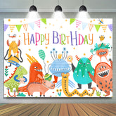 Toile de Fond de joyeux anniversaire de fête de monstres colorés