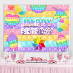 POP It Snack et ballon joyeux anniversaire toile de fond