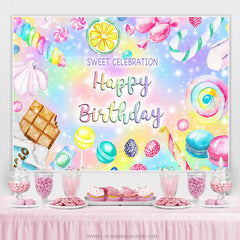 Toile de fond d'anniversaire de bonbons de célébration douce colorée