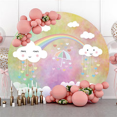 Parapluie Coloré Nuages Joyeux Anniversaire Cercle Toile De Fond