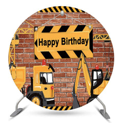 Toile de fond de cercle de thème de construction pour la fête d'anniversaire