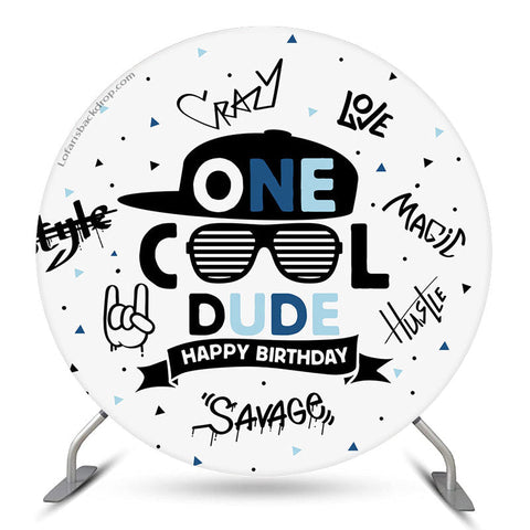 Cool Dude Boy Joyeux 1er Anniversaire Toile de Fond Ronde Cool Dude Boy Joyeux 1er Anniversaire Toile de Fond Ronde