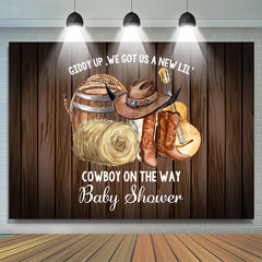 Cow Boy est sur le chemin toile de fond de douche de bébé en bois brun