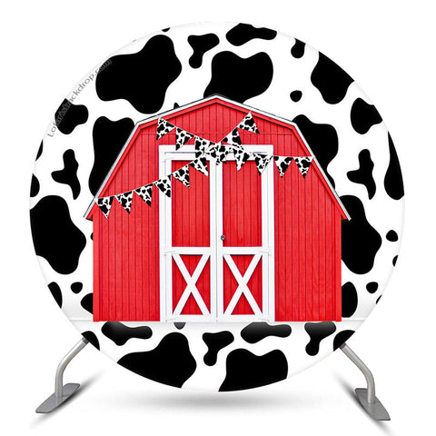 Vache motif drapeau rouge ferme cercle anniversaire toile de fond Vache motif drapeau rouge ferme cercle anniversaire toile de fond