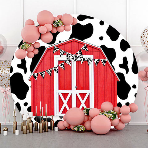 Vache motif drapeau rouge ferme cercle anniversaire toile de fond Vache motif drapeau rouge ferme cercle anniversaire toile de fond