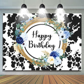 Vache Motif Floral Sweet Joyeux Anniversaire Toile de Fond