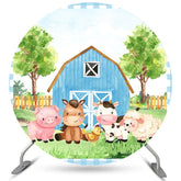 Cadre de cowboy avec toile de fond ronde d'anniversaire de ciel d'animaux