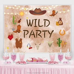 Bannière de fond de fête joyeux anniversaire sauvage motif cowboy