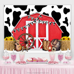 Cowboy Red Farm avec toile de fond d'anniversaire de tournesols de cheval