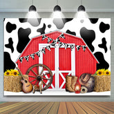 Cowboy Red Farm avec toile de fond d'anniversaire de tournesols de cheval