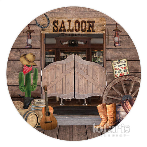 Backdorp d'anniversaire en bois rond à thème Cowboy Saloon Bar Backdorp d'anniversaire en bois rond à thème Cowboy Saloon Bar