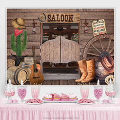 Fond de joyeux anniversaire en bois sur le thème du Cowboy Saloon Bar