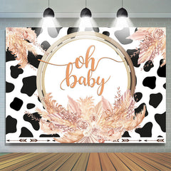Motif de vaches Thème de fleurs d'automne Toile de fond de douche de bébé