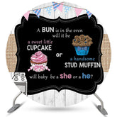 Cupcake ou Stud Muffin Circle toile de fond de douche de bébé