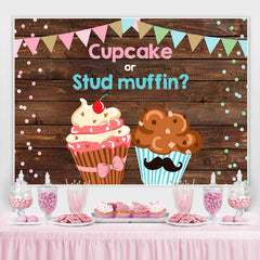 Cupcake et Stud Muffin Gender Baby Shower Backdrop