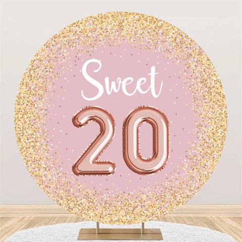 Backdorp rose rond personnalisé du 20e anniversaire pour la fête Backdorp rose rond personnalisé du 20e anniversaire pour la fête