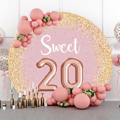 Backdorp rose rond personnalisé du 20e anniversaire pour la fête Backdorp rose rond personnalisé du 20e anniversaire pour la fête