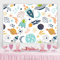 Toile de fond de fête sur le thème de la fusée spatiale du monde extraterrestre mignon